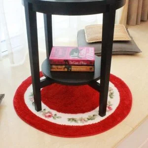 Kleiner Runder Teppich <br> Rot