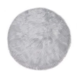 Runder Grauer <br> Wohnzimmer Teppich