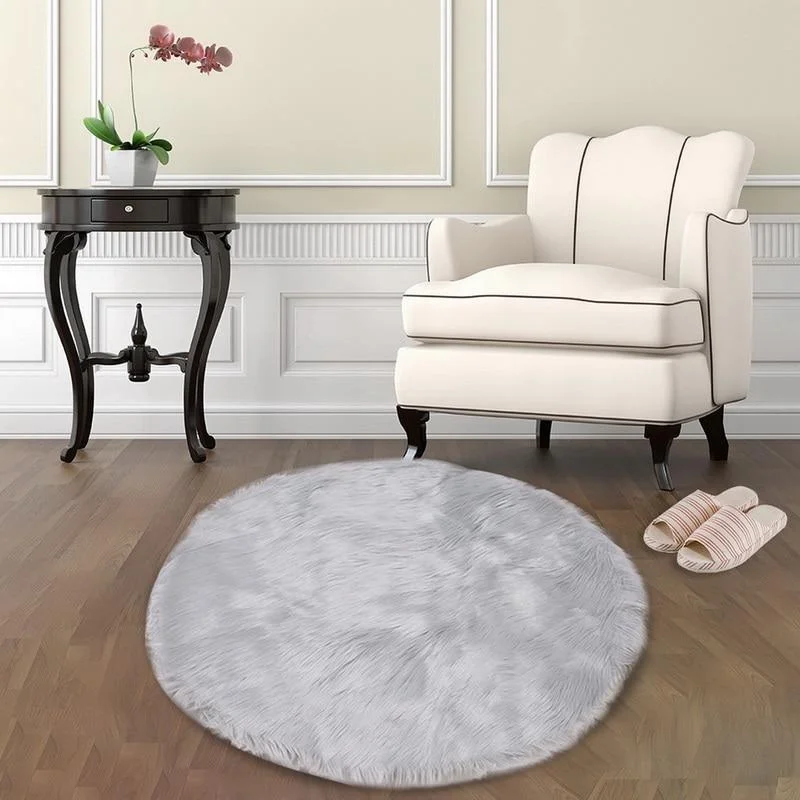 Runder Grauer <br> Wohnzimmer Teppich Runder Grauer <br> Wohnzimmer Teppich