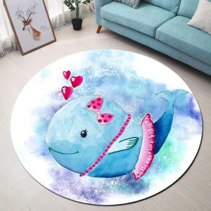 Runder Teppich <br> Blauer Delphin