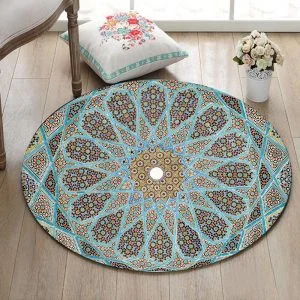 Runder Teppich <br> Blaues Mandala