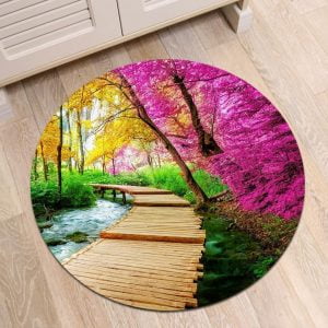 Runder Teppich <br> Blumengarten