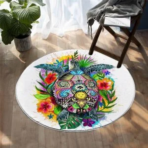 Runder Teppich <br> Böhmische Kunst Schildkröte