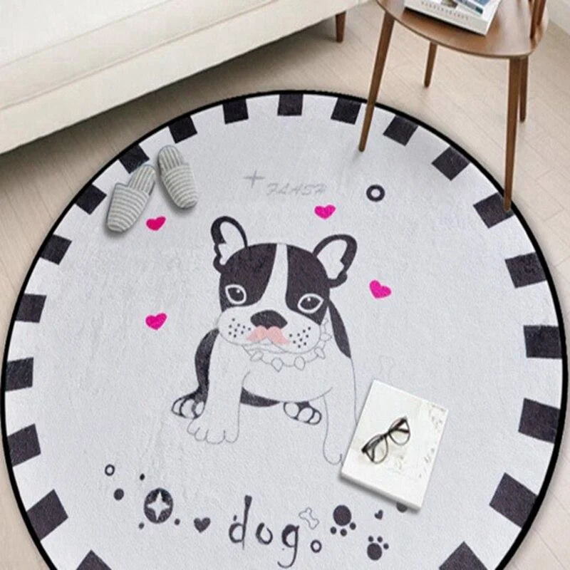 Runder Teppich Bulldogge