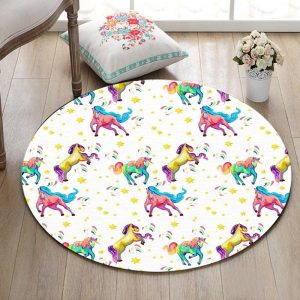 Runder Teppich <br> Einhorn Kind