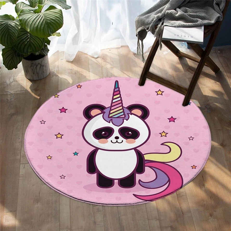 Runder Teppich <br> Einhorn Panda Runder Teppich <br> Einhorn Panda