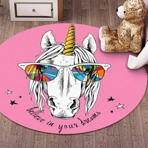 Runder Teppich <br> Einhornpferd
