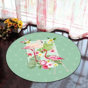 Runder Teppich <br> Eleganter Flamingo