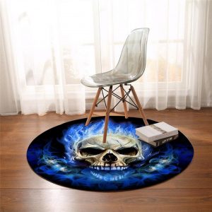 Runder Teppich <br> Flammender Schädel