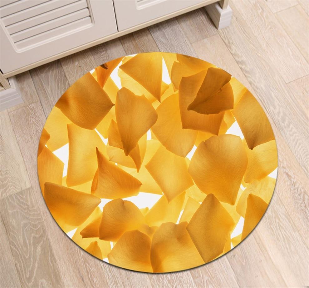 Runder Teppich <br> Gelbes Blütenblatt Runder Teppich <br> Gelbes Blütenblatt