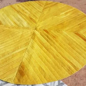 Runder Teppich <br> Gelbes Rindsleder