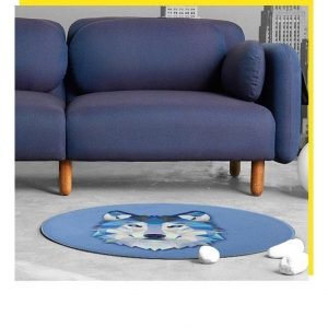 Runder Teppich <br> Geometrischer Wolf