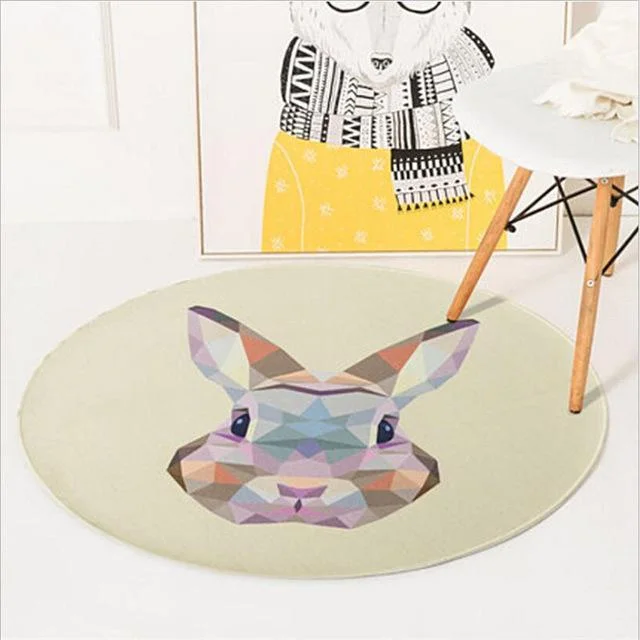Runder Teppich Geometrisches Kaninchen Runder Teppich Geometrisches Kaninchen
