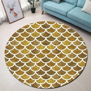 Runder Teppich <br> Goldfarbig
