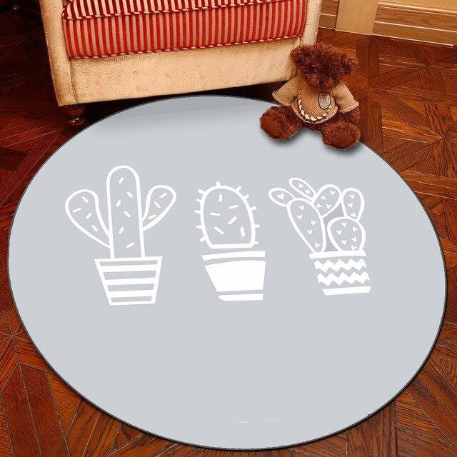 Runder Teppich <br> Grauer Kaktus