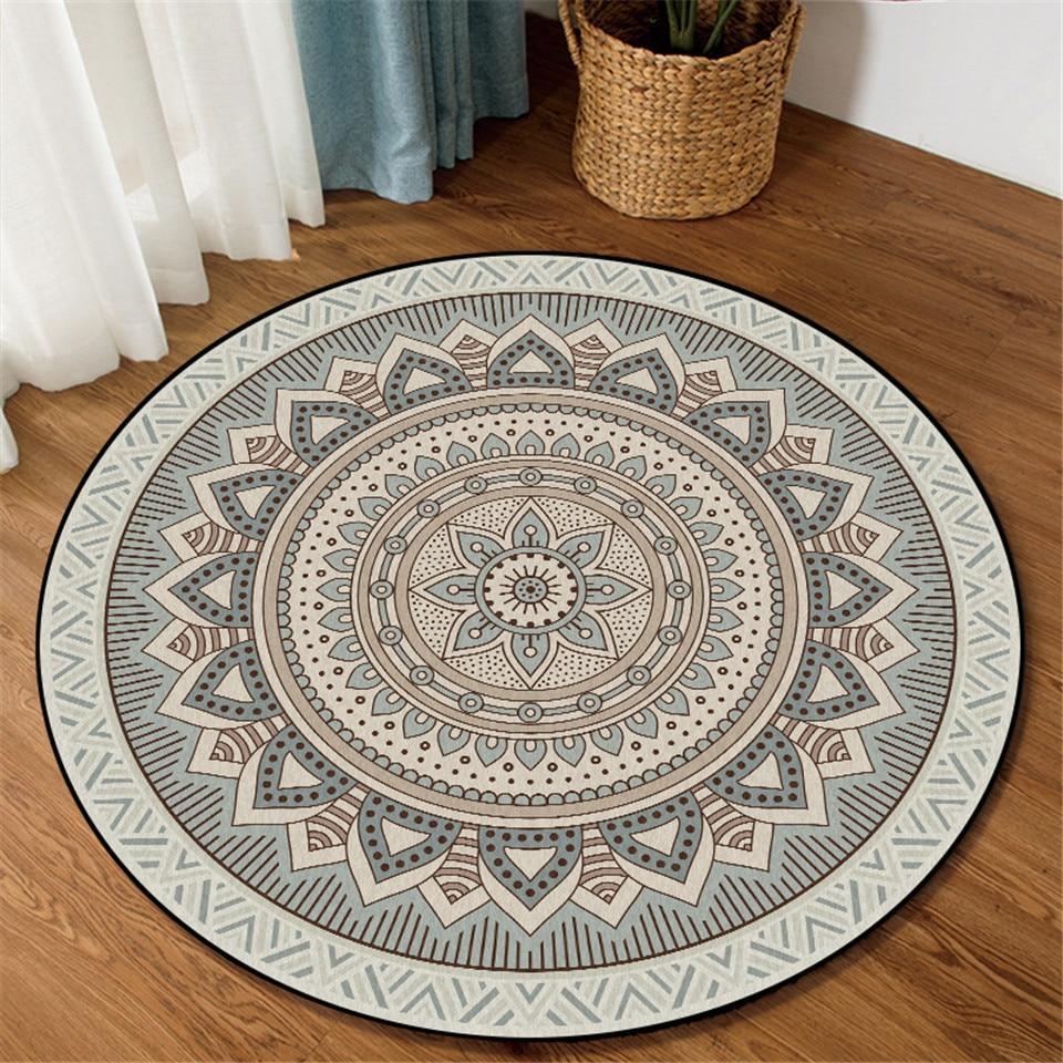 Runder Teppich <br> Graues Mandala Runder Teppich <br> Graues Mandala