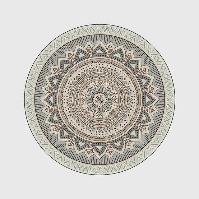 Runder Teppich <br> Graues Mandala Runder Teppich <br> Graues Mandala