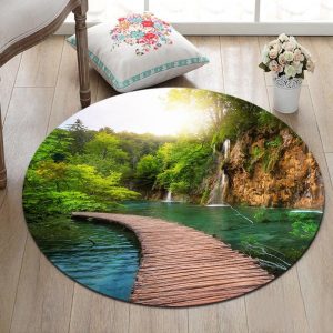 Runder Teppich <br> Grüne Landschaft