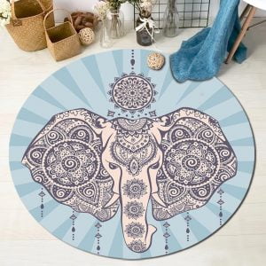 Runder Teppich <br> Indischer Elefant