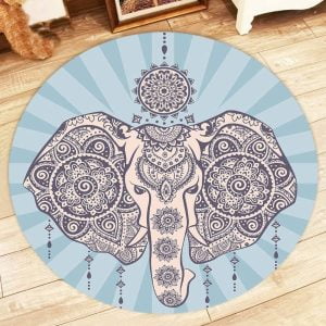 Runder Teppich <br> Indischer Elefant