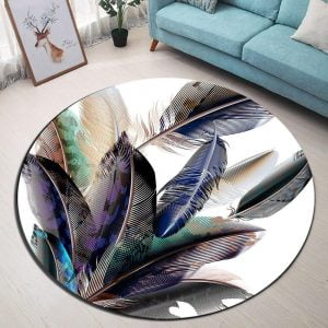 Runder Teppich <br> Magische Federn