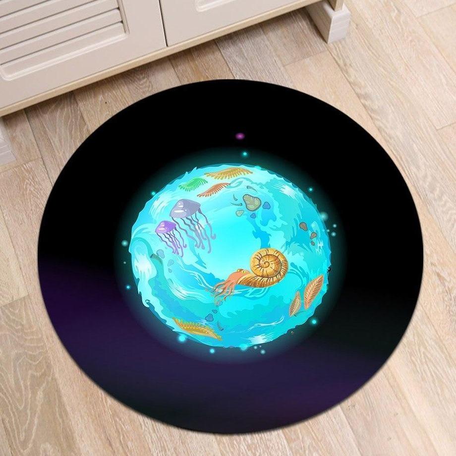 Runder Teppich <br> Meeresplanet