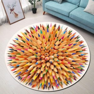 Runder Teppich <br> Mehrfarbige Bleistifte