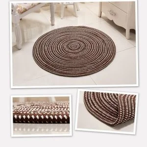 Runder Teppich <br> Natürlich Braun