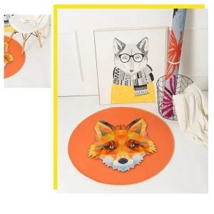 Runder Teppich <br> Orange Fuchs