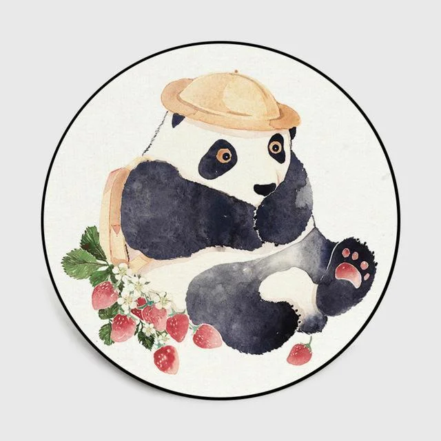 Runder Teppich <br> Panda-Design