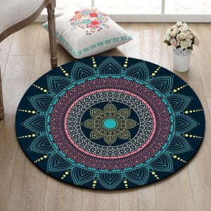 Runder Teppich <br> Pfauenblau