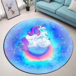 Runder Teppich <br> Regenbogen Einhorn