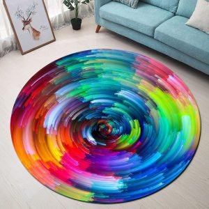 Runder Teppich <br> Regenbogenfarbe