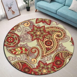 Runder Teppich <br> Rotes Mandala