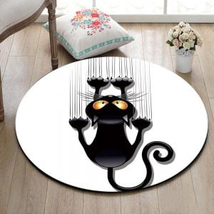 Runder Teppich <br> Schwarze Katze
