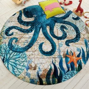 Runder Teppich  <br> Tintenfisch