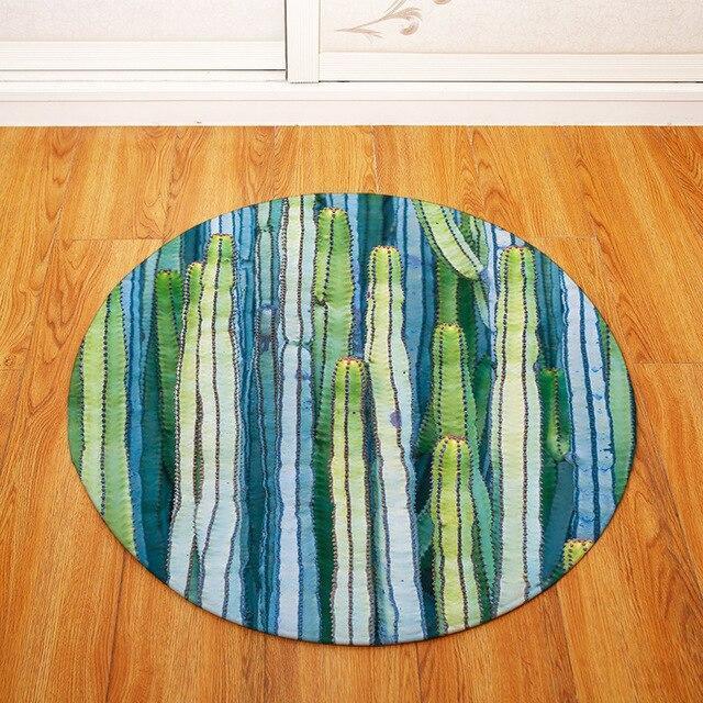 Runder Teppich <br> Tropischer Kaktus
