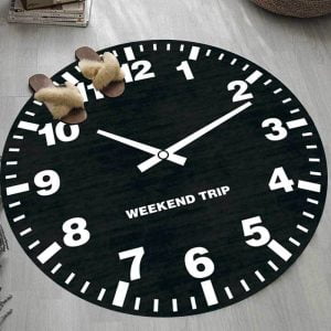 Runder Teppich <br> Uhr Schwarz