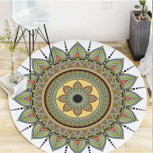 Runder Teppich  <br> Weiß Harmonie Mandala
