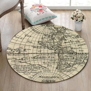 Runder Teppich <br> Weiß und Lila