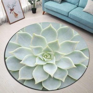 Runder Teppich <br> Weiße Lotusblume