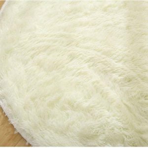 Runder Teppich <br> Weißes Kunstfell