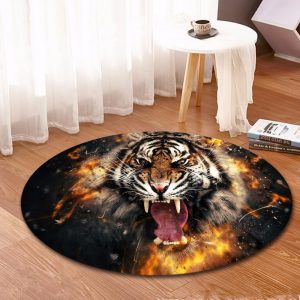 Runder Teppich <br> Wilder Tiger