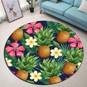 Runder Teppich <br> Wohnzimmer Ananas