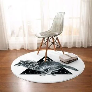 Runder Teppich <br> Wolf und Mond